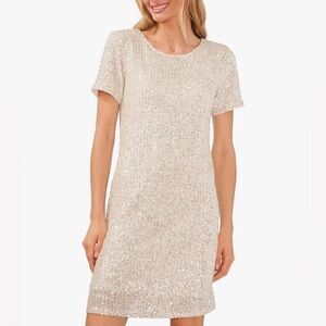 CeCe Short Sleeve Sequin Sequined Shirtdress Dress Size M Medium